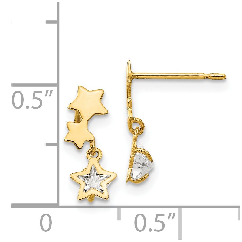 14k Madi K CZ Children's Star Dangle Post Earrings