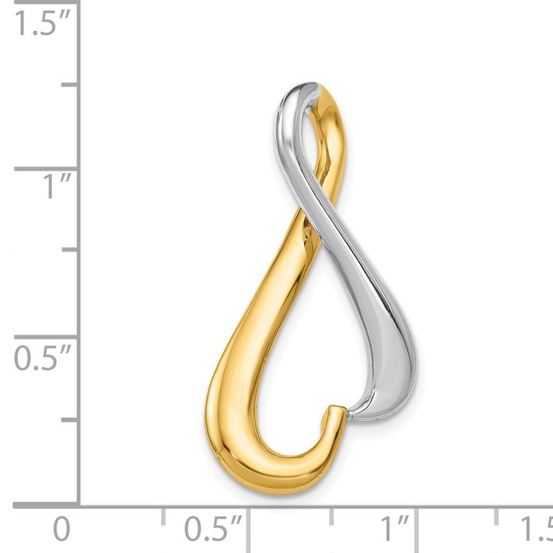 14k Two-tone Polished Slide Fits up to 4mm Regular/6mm Fancy or Reversible Omega