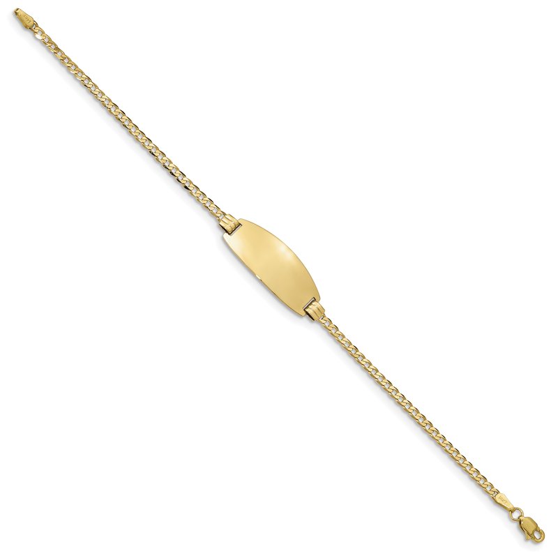 14k Polished Solid Chain/Solid Plate Curb Link Oval 24x10.5mm Plate 7 inch ID Bracelet