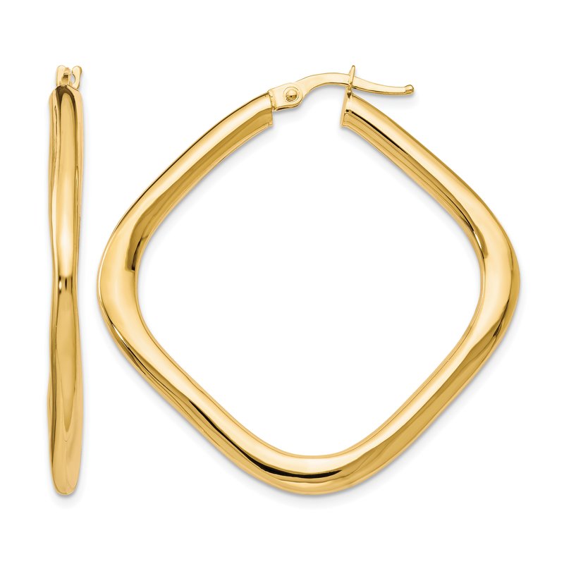 10K Polished Square Hoop Earrings
