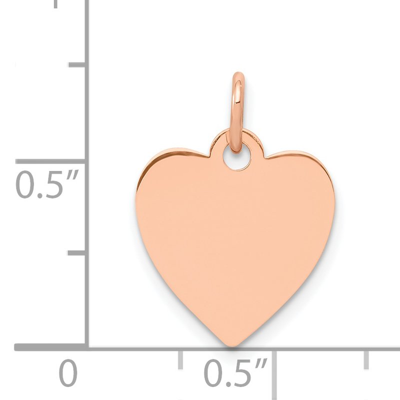 14K Rose Gold Polished Engravable 13mm Heart Disc Pendant