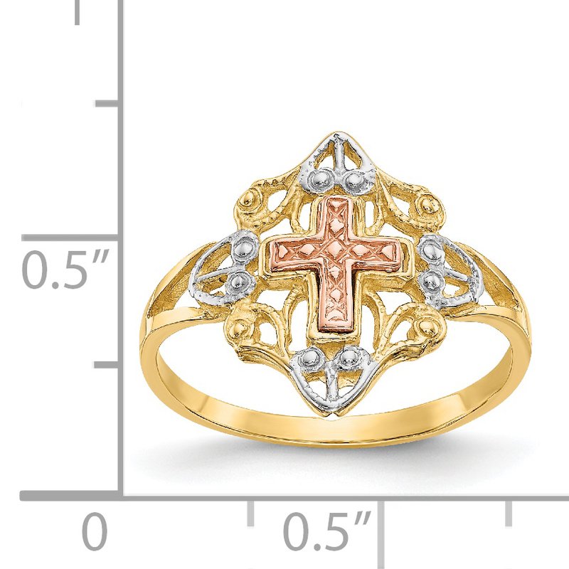 14K Two-tone w/White Rhodium Cross Ring