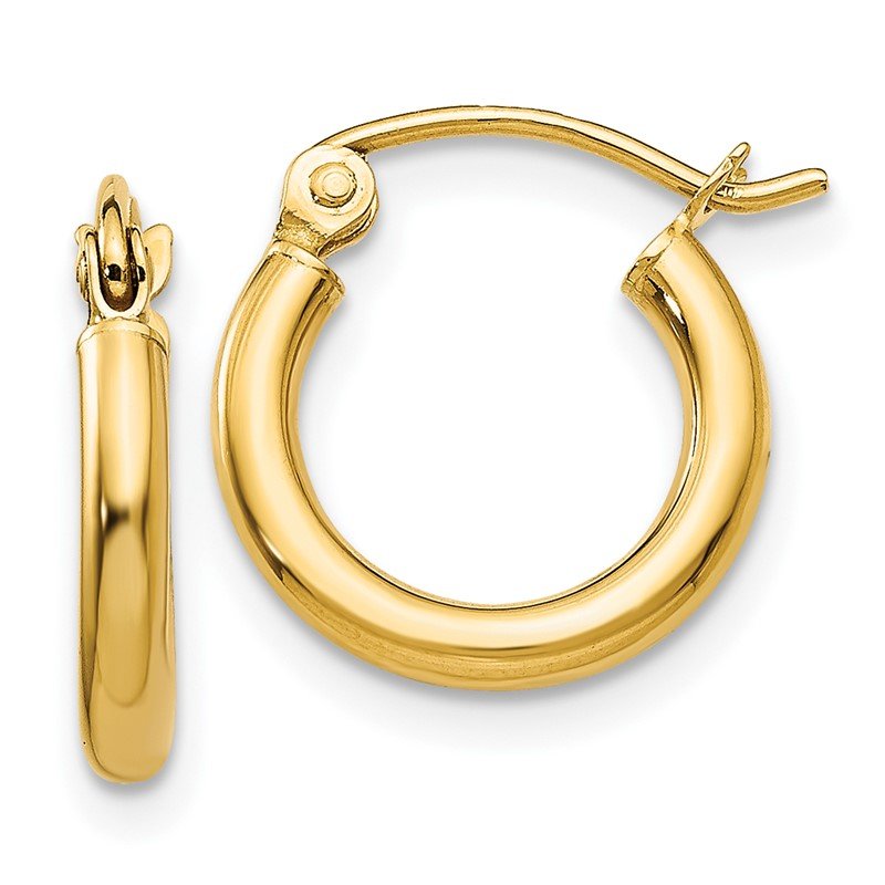 14k 2x12mm Polished Lightweight Tube Hoop Earrings