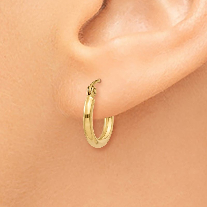 14k 2x12mm Polished Lightweight Tube Hoop Earrings