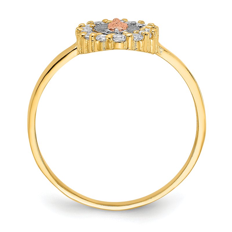 14k Two-tone w/White Rhodium CZ Lady of Guadalupe Ring