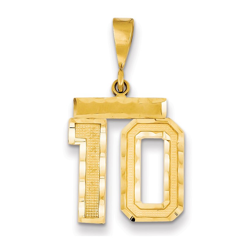 14k Medium Diamond-cut Number 10 Charm