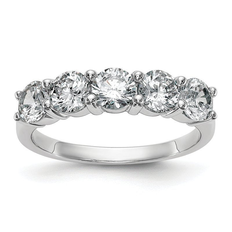 14K White Gold 1/3 carat Lab Grown Diamond VS+ F+ Complete Round Five Stone Ring