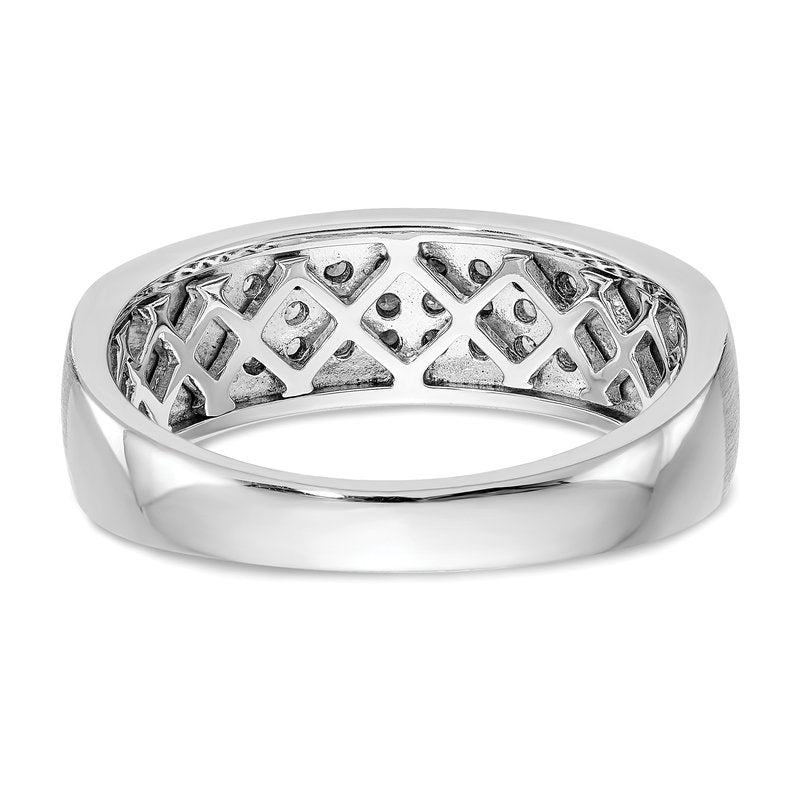 14K White Gold Men's 1/4 carat Lab Grown Diamond VS/SI  D E F  Brushed and Polished Band