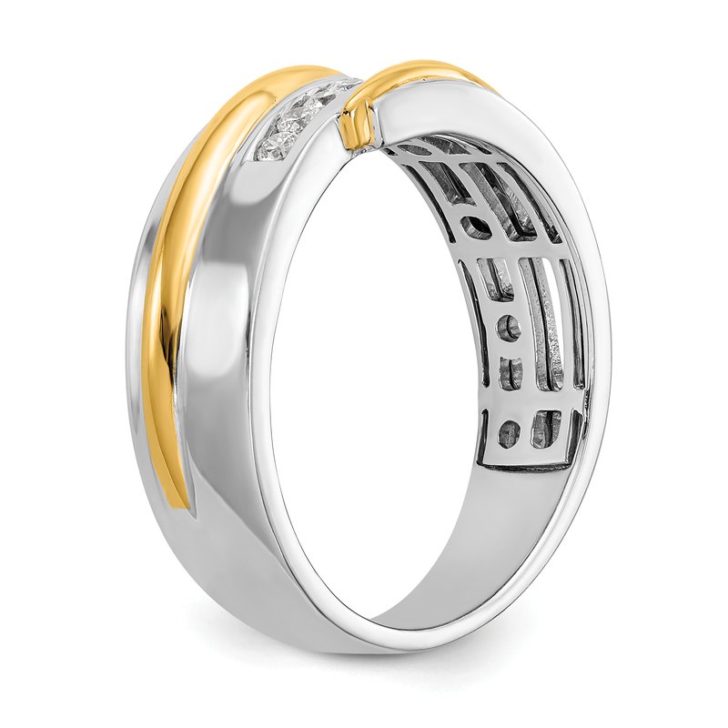 14K Two-tone Men's 1/3 carat Lab Grown Diamond VS/SI  D E F  Brushed and Polished Band