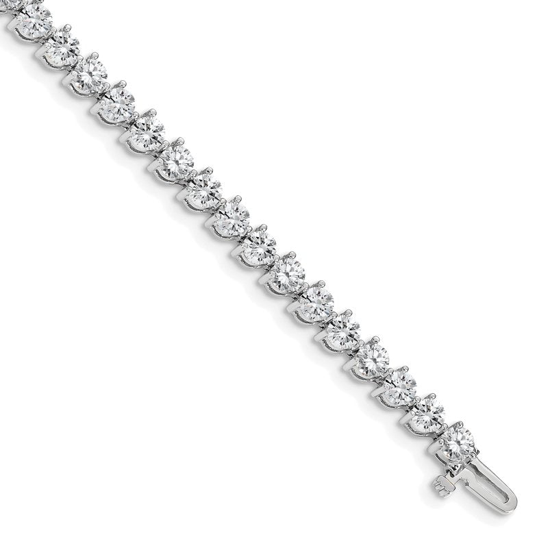 14k White Gold Complete 8.5 carat Round A Diamond 3-prong 7 inch Tennis Bracelet