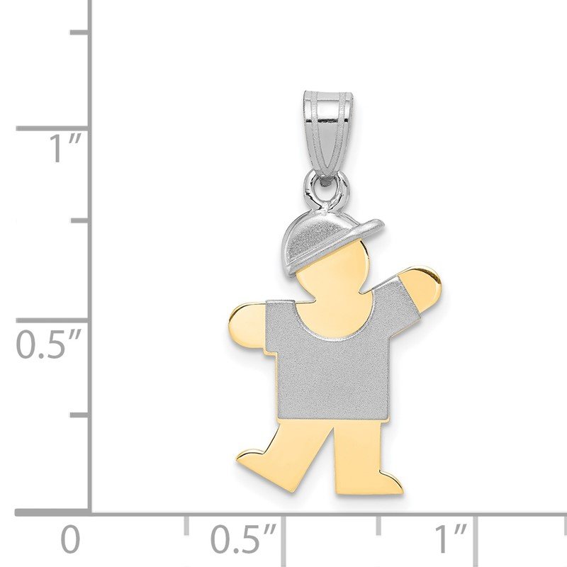 14k Two-tone The Kids Small Boy with Hat on Left Engravable Kiss Charm