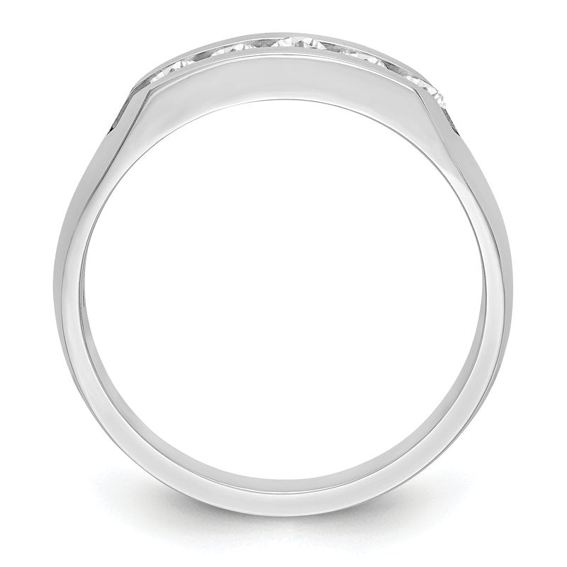 14K White Gold Men's 1/3 carat Lab Grown Diamond VS+ F+ Complete Channel Five Stone Band