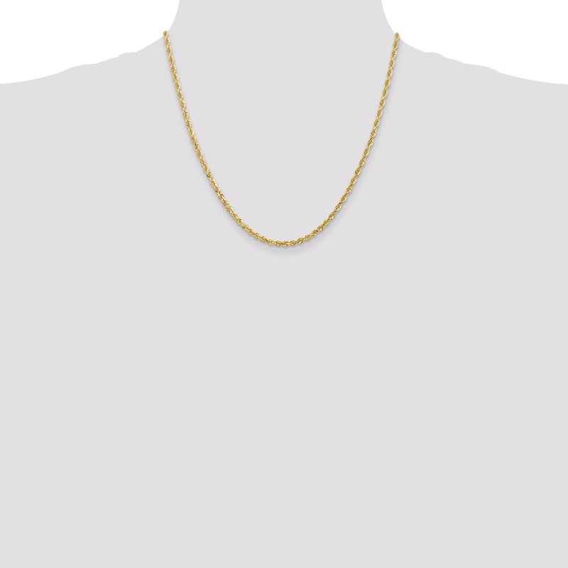 14K 26 Inch 3mm Diamond-cut Quadruple Rope Lobster Clasp Chain