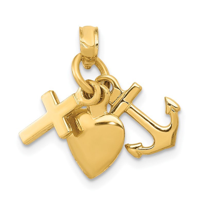14K 3-D Faith, Hope and Charity Charm