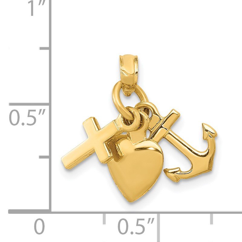 14K 3-D Faith, Hope and Charity Charm
