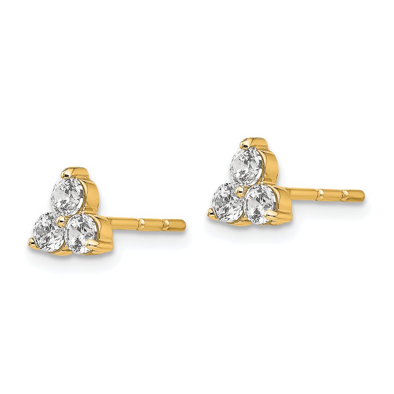 14K White Gold 1/2 carat Lab Grown Diamond VS+ F+ Complete Three Stone Post Stud Earrings