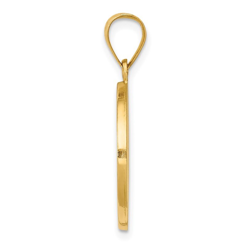 14K Polished Satin Hollow Spanish Divino Nino Round Medal Pendant