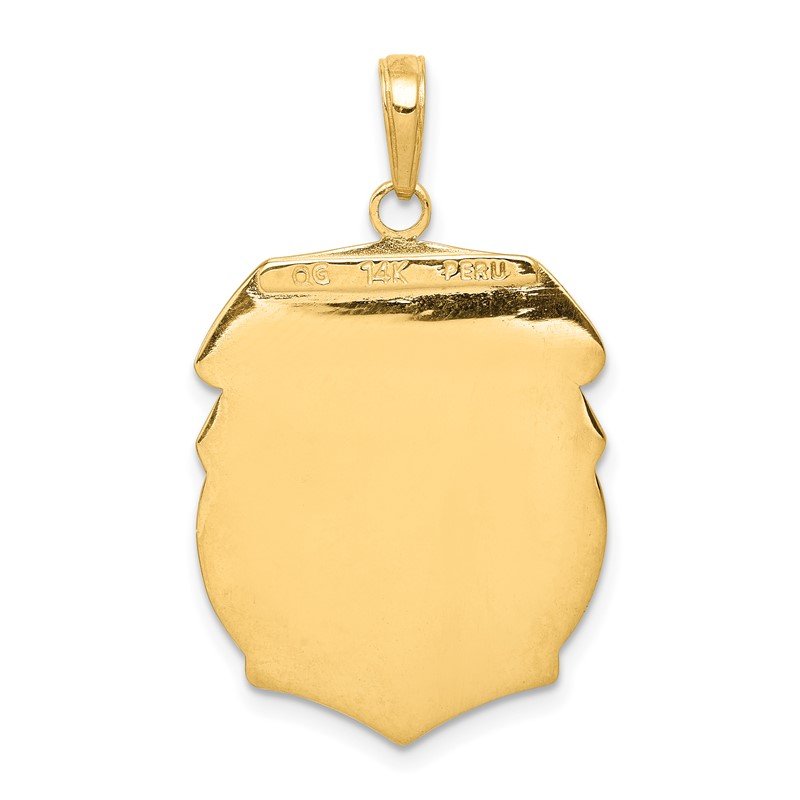 14K Polished Solid Large Saint Michael Protect Us Medal Badge Pendant