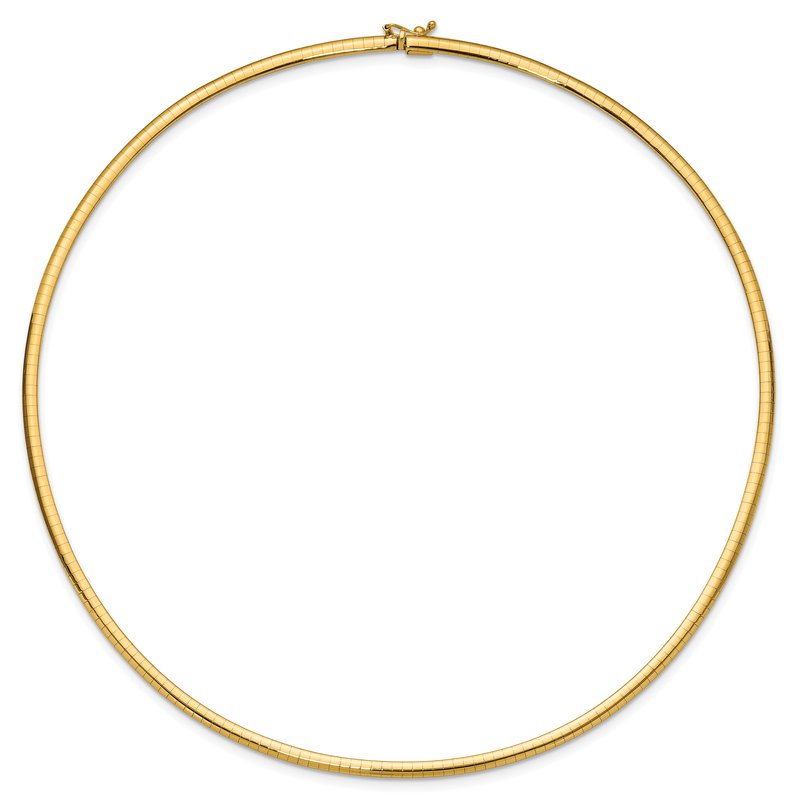 14k Polished 3mm Lightweight 16 inch Domed Omega Necklace
