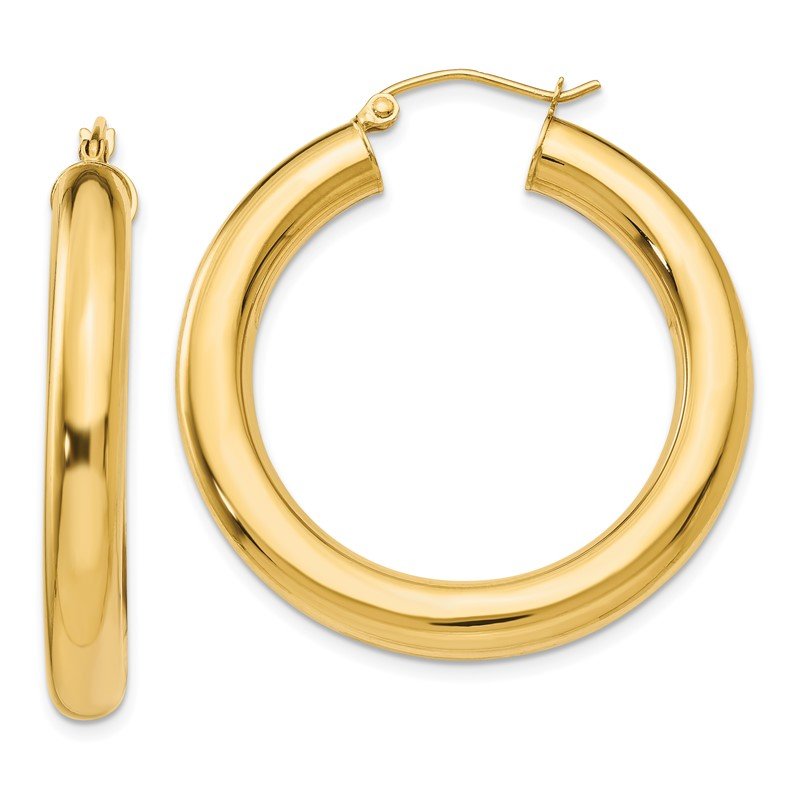 14k 5x35mm Polished Lightweight Tube Hoop Earrings