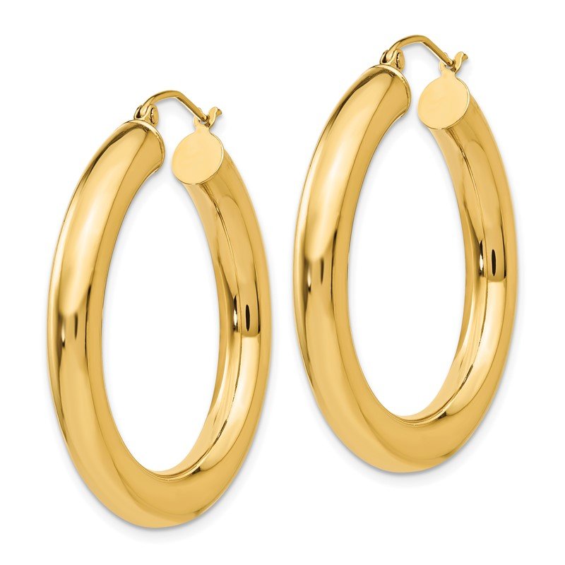 14k 5x35mm Polished Lightweight Tube Hoop Earrings