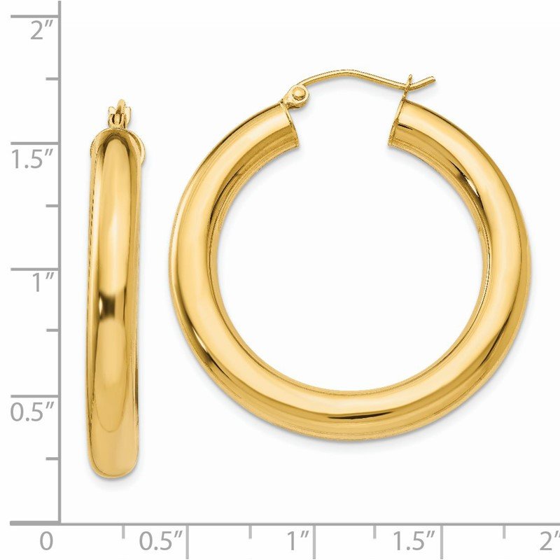 14k 5x35mm Polished Lightweight Tube Hoop Earrings