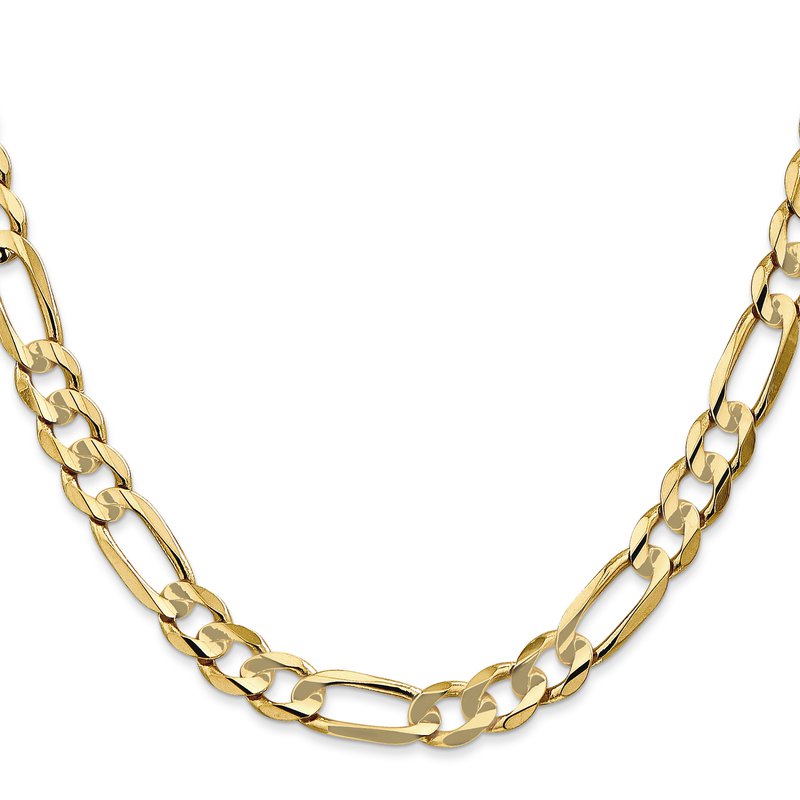 14K 26 inch 6.75mm Concave Open Figaro with Lobster Clasp Chain