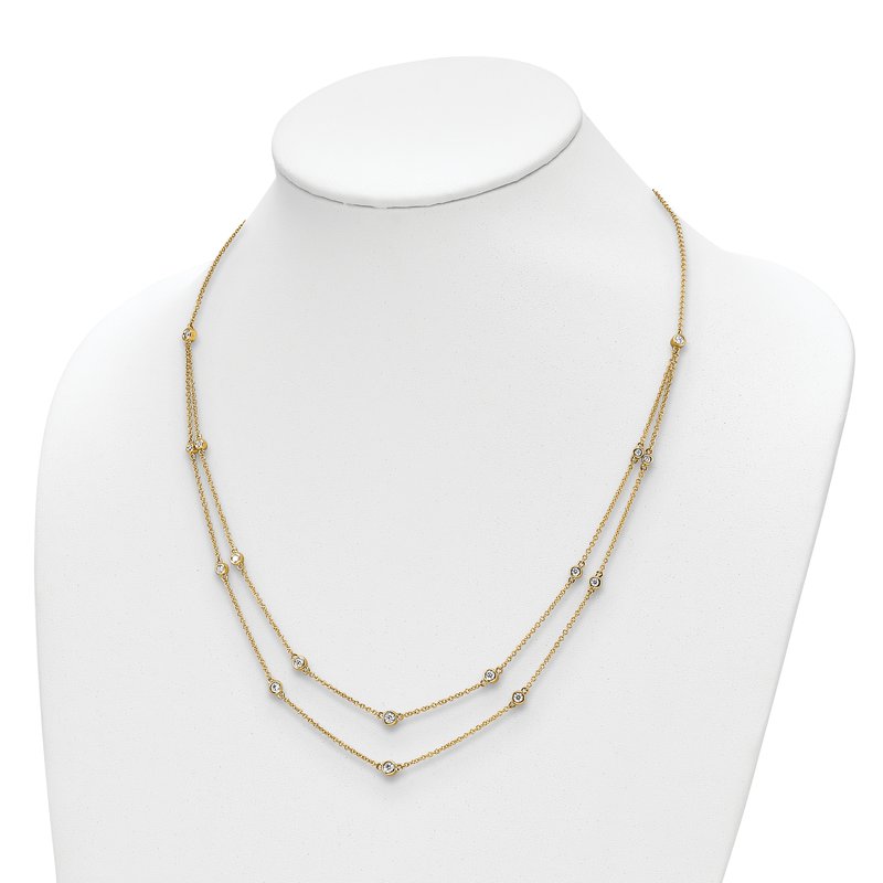 14k White Gold Complete 1/2 carat Diamond Multi-Station Double Strand 18 inch Necklace