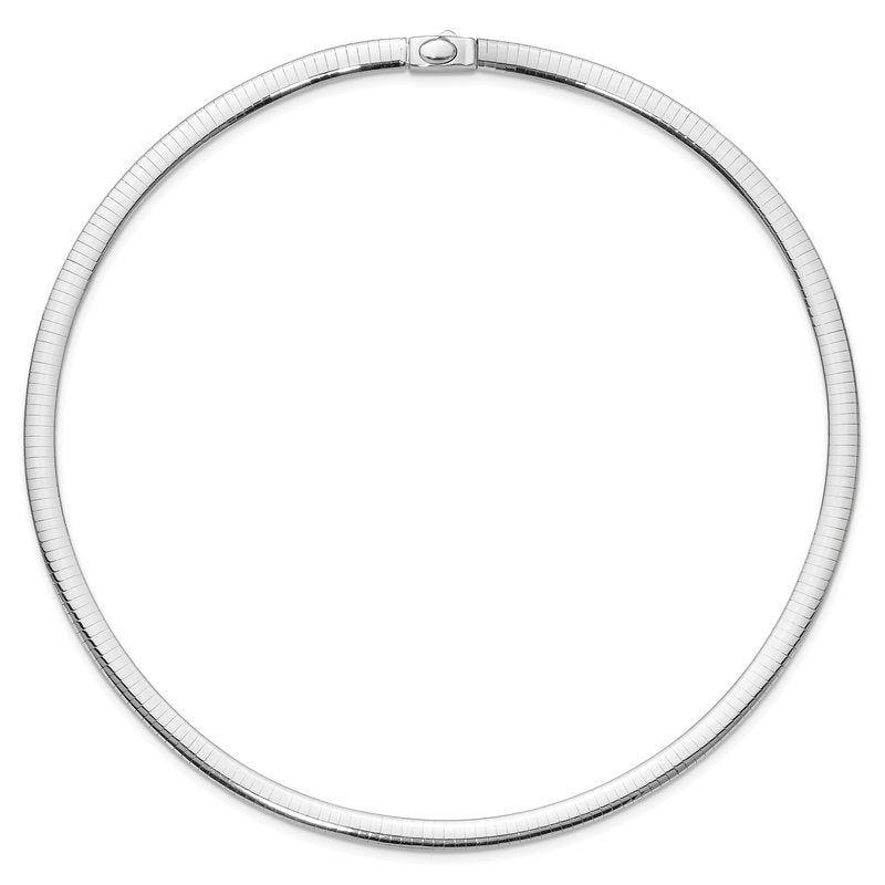 14k Two-tone 6mm Reversible White and Yellow 16 inch Domed Omega Necklace