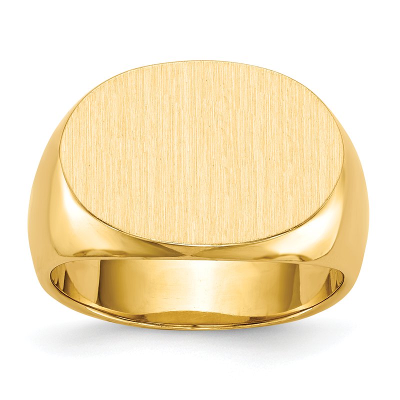 14k 19.0x13.0mm Closed Back Mens Signet Ring