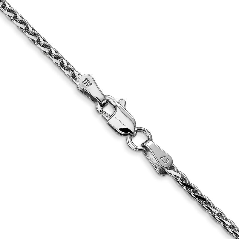 14K White Gold 10 inch 1.6mm Diamond-cut Parisian Wheat with Lobster Clasp Anklet