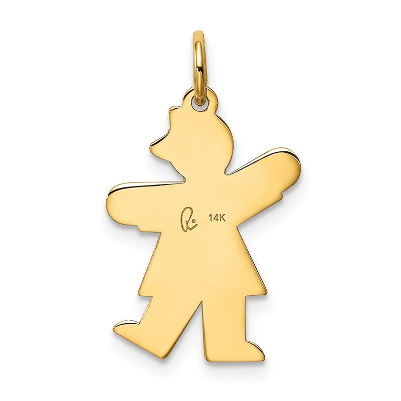 14k The Kids Small Heart Dress Girl Engravable Kiss Charm