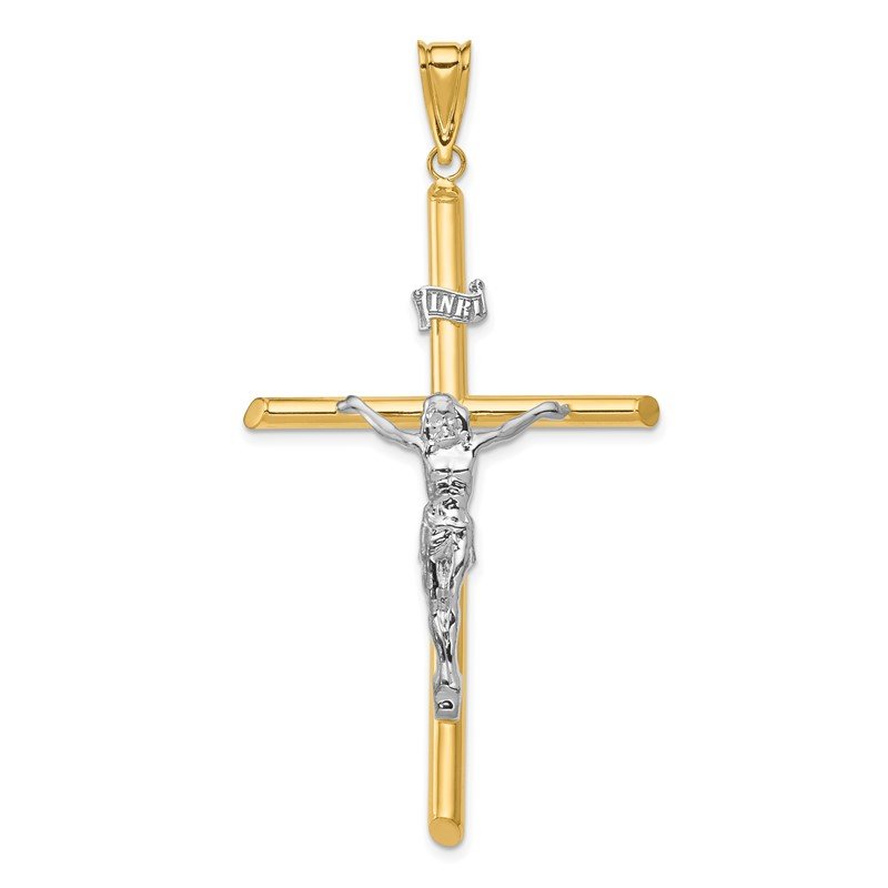 14k Two-Tone Polished INRI Crucifix Pendant