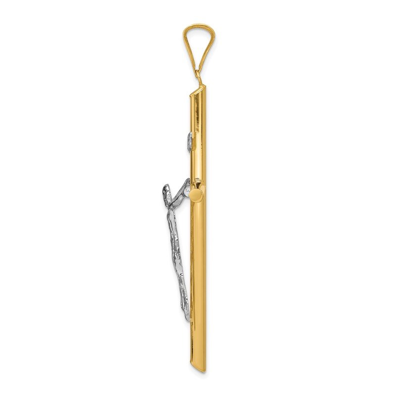 14k Two-Tone Polished INRI Crucifix Pendant