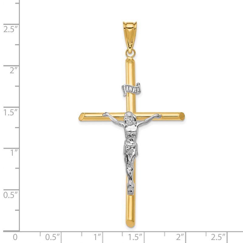 14k Two-Tone Polished INRI Crucifix Pendant