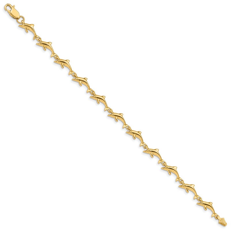 14K Polished Dolphin 7 inch Bracelet