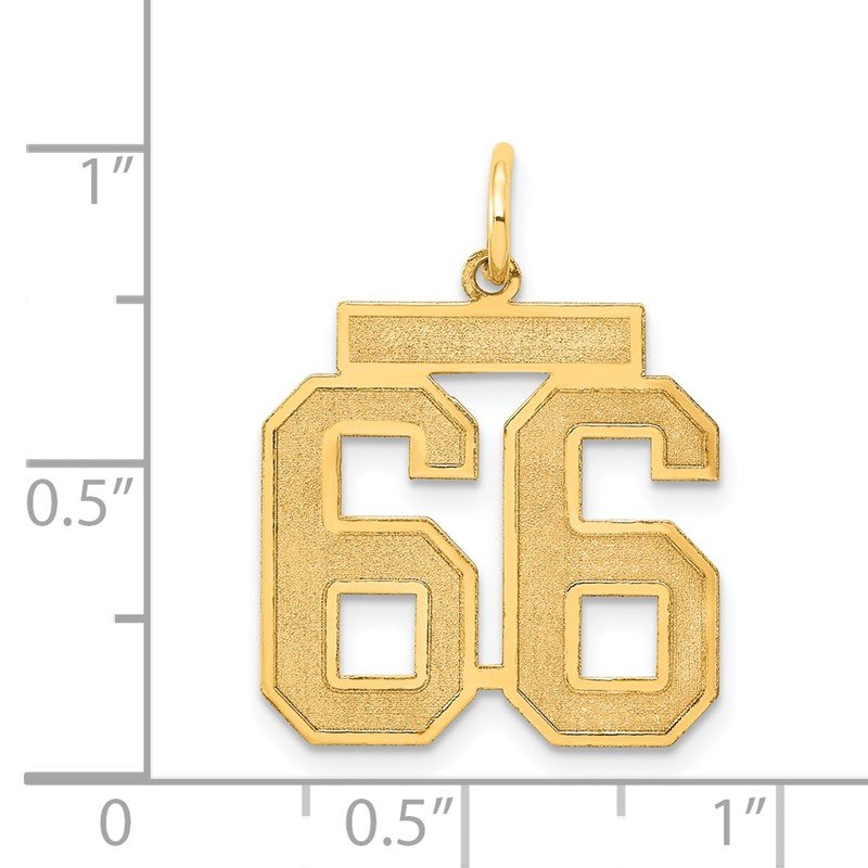14k Medium Satin Number 66 Charm