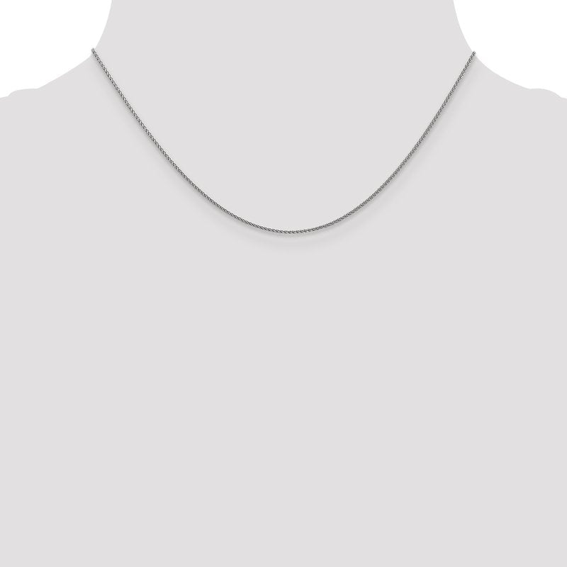 14K White Gold 1mm D/C Spiga Chain Anklet