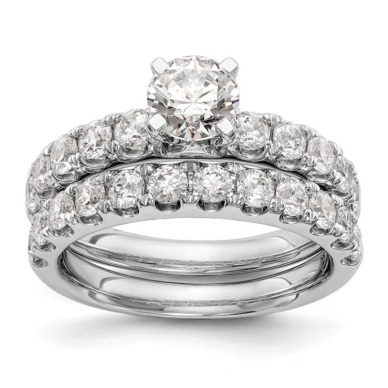 14K White Gold 1/2 carat Lab Grown Diamond VS+ F+ Semi-Mount Peg Set Engagement Ring