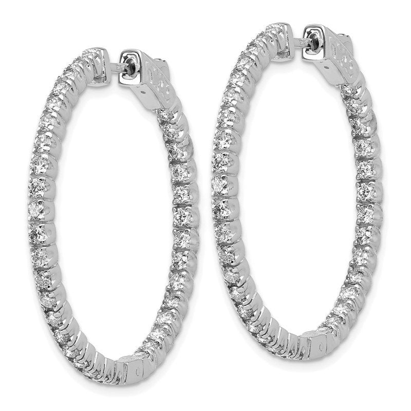 14K White Gold 2 carat Lab Grown Diamond VS+ F+ Complet In and Out Hoop Earrings