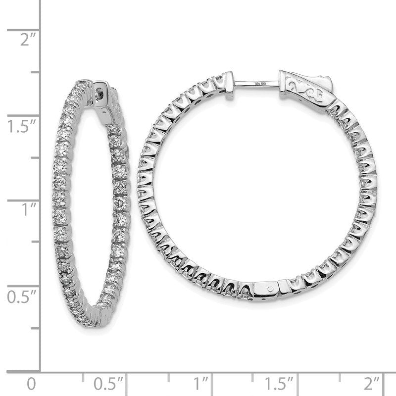 14K White Gold 2 carat Lab Grown Diamond VS+ F+ Complet In and Out Hoop Earrings