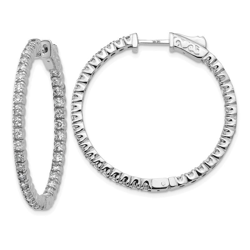 14K White Gold 2 carat Lab Grown Diamond VS+ F+ Complet In and Out Hoop Earrings