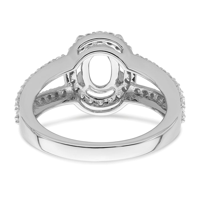 14K White Gold 1/2 carat Lab Grown Diamond VS/SI  D E F  Semi Mount Oval Halo Engagement Ring