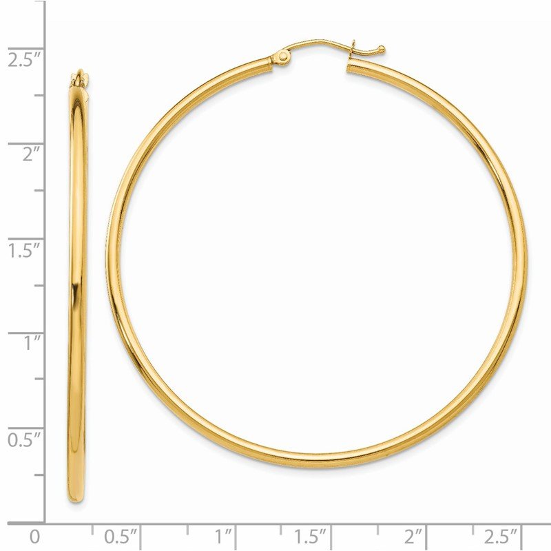 14k 2x55mm Polished Tube Hoop Earrings