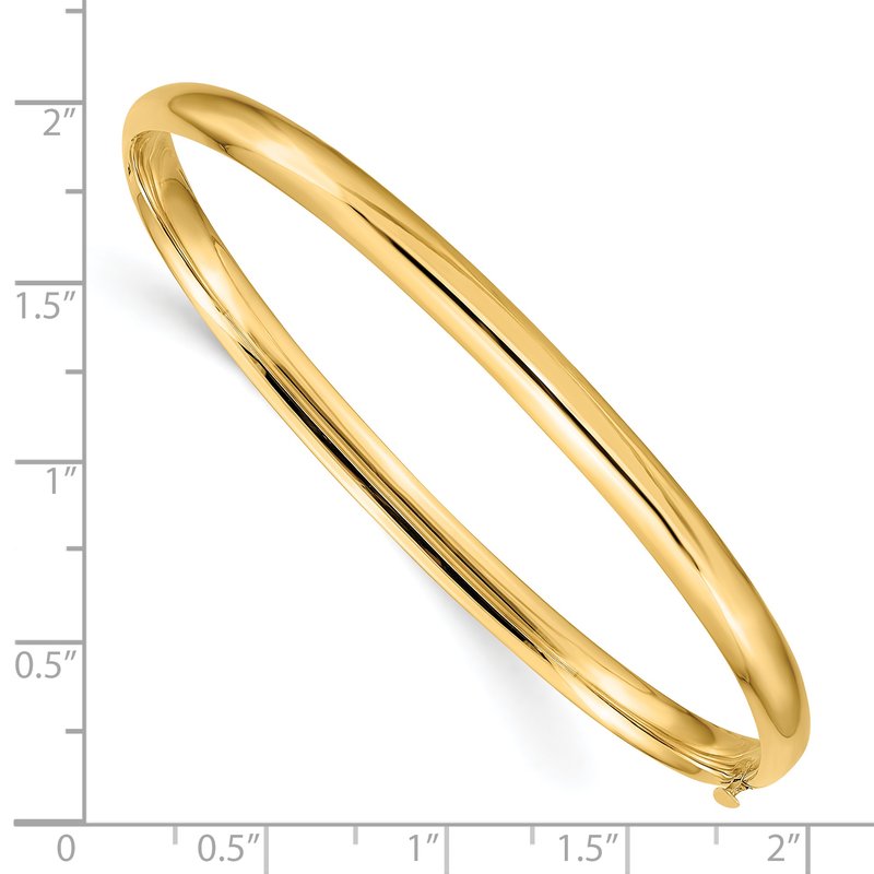 14k 3/16 High Polished 5.00mm Hinged Oval Bangle Bracelet