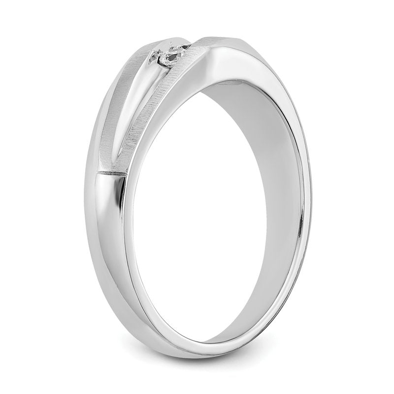 14K White Gold Men's 1/5 carat Lab Grown Diamond VS+ F+ Complete Brushed and Polished Band