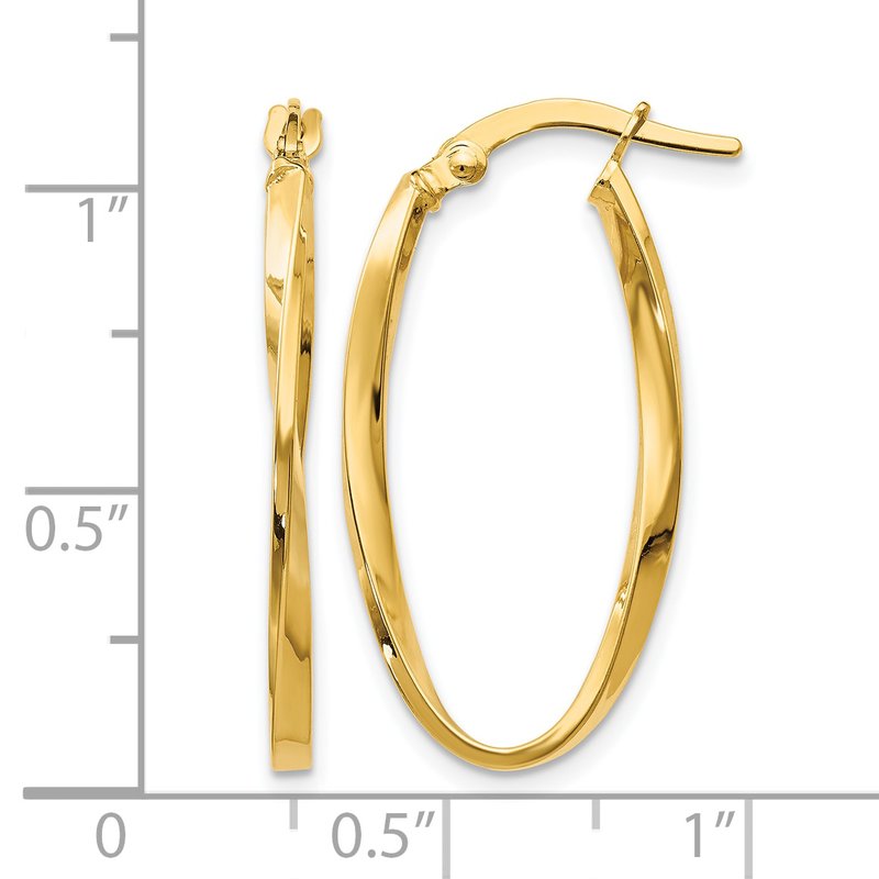 14K Twisted Oval Hoop Earrings