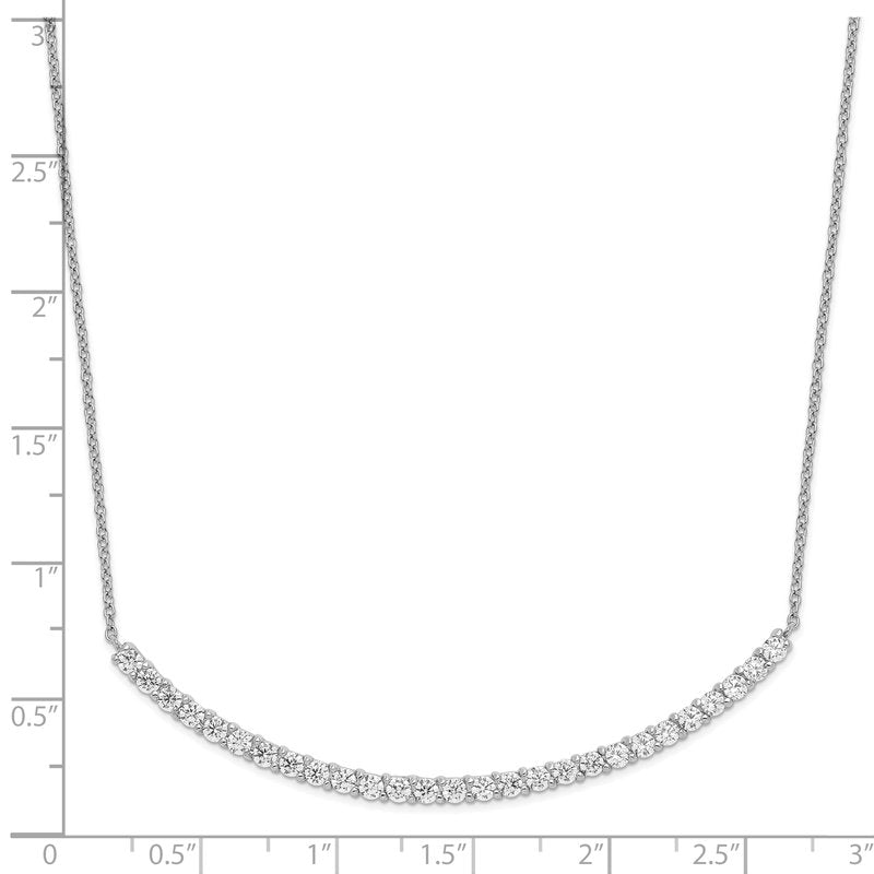 Sterling Silver Rhodium-plated Brilliant-cut CZ Curved Bar 18 Inch Necklace