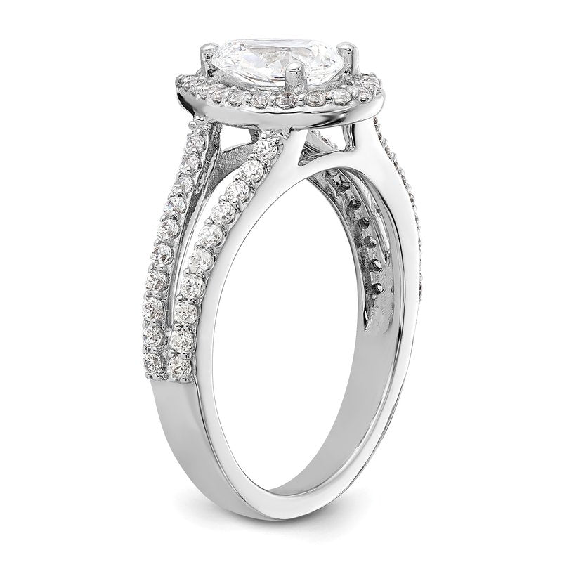 14K White Gold 5/8 carat Lab Grown Diamond VS/SI  D E F  Semi Mount Pear Halo Engagement Ring