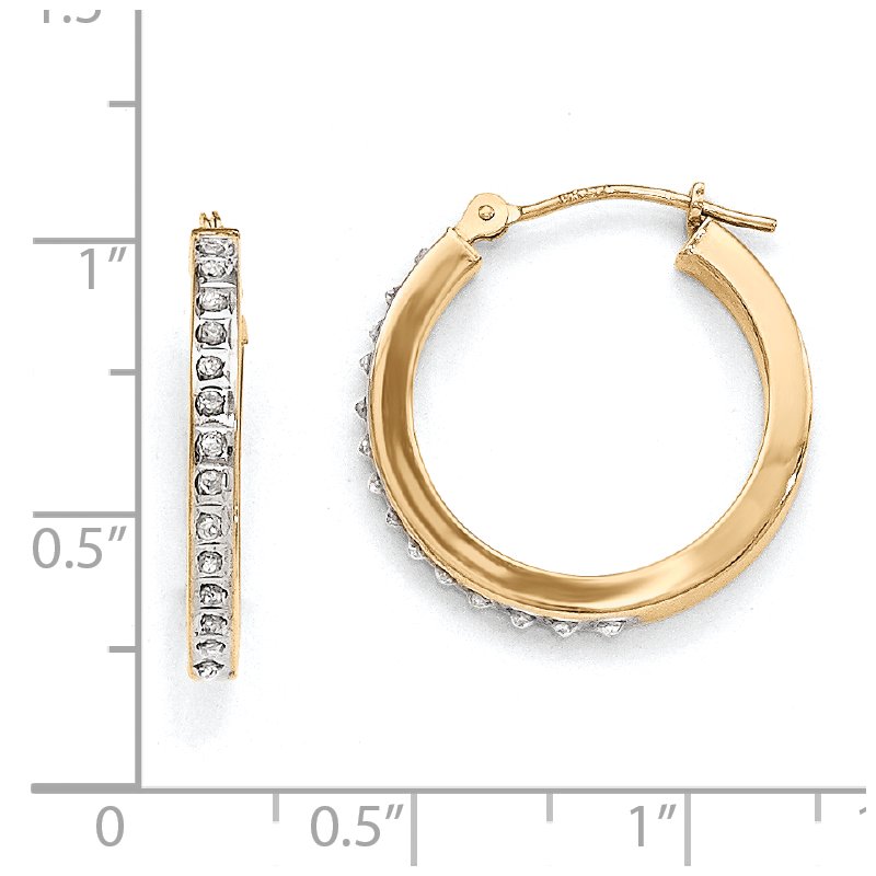 14k Diamond Fascination Round Hinged Hoop Earrings